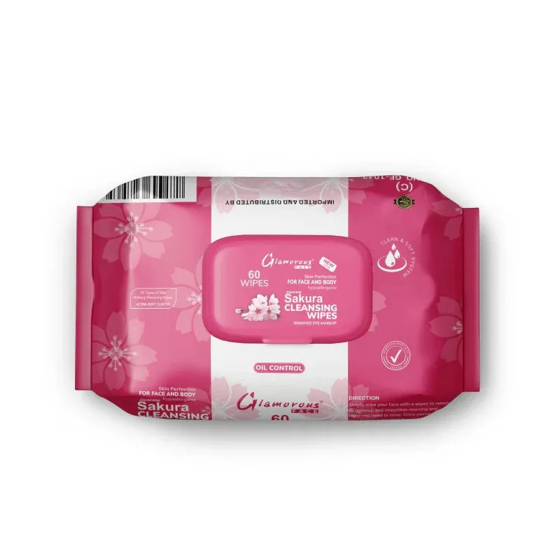 Glamorous Face Cleansing Makeup Remover Wipes Large 60 Pieces - Buy Online in Pakistan at Cosmia.pk