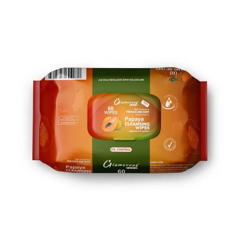 Glamorous Face Cleansing Makeup Remover Wipes Large 60 Pieces - Buy Online in Pakistan at Cosmia.pk
