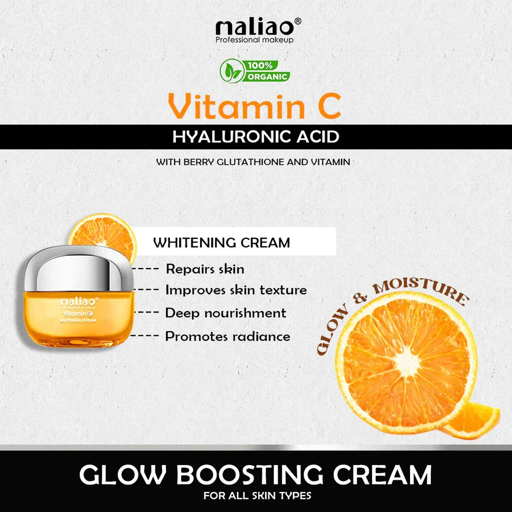 Maliao Whitening Cream with Vitamin C, Berry Glutathione & Hyaluronic Acid - Buy Online in Pakistan at Cosmia.pk