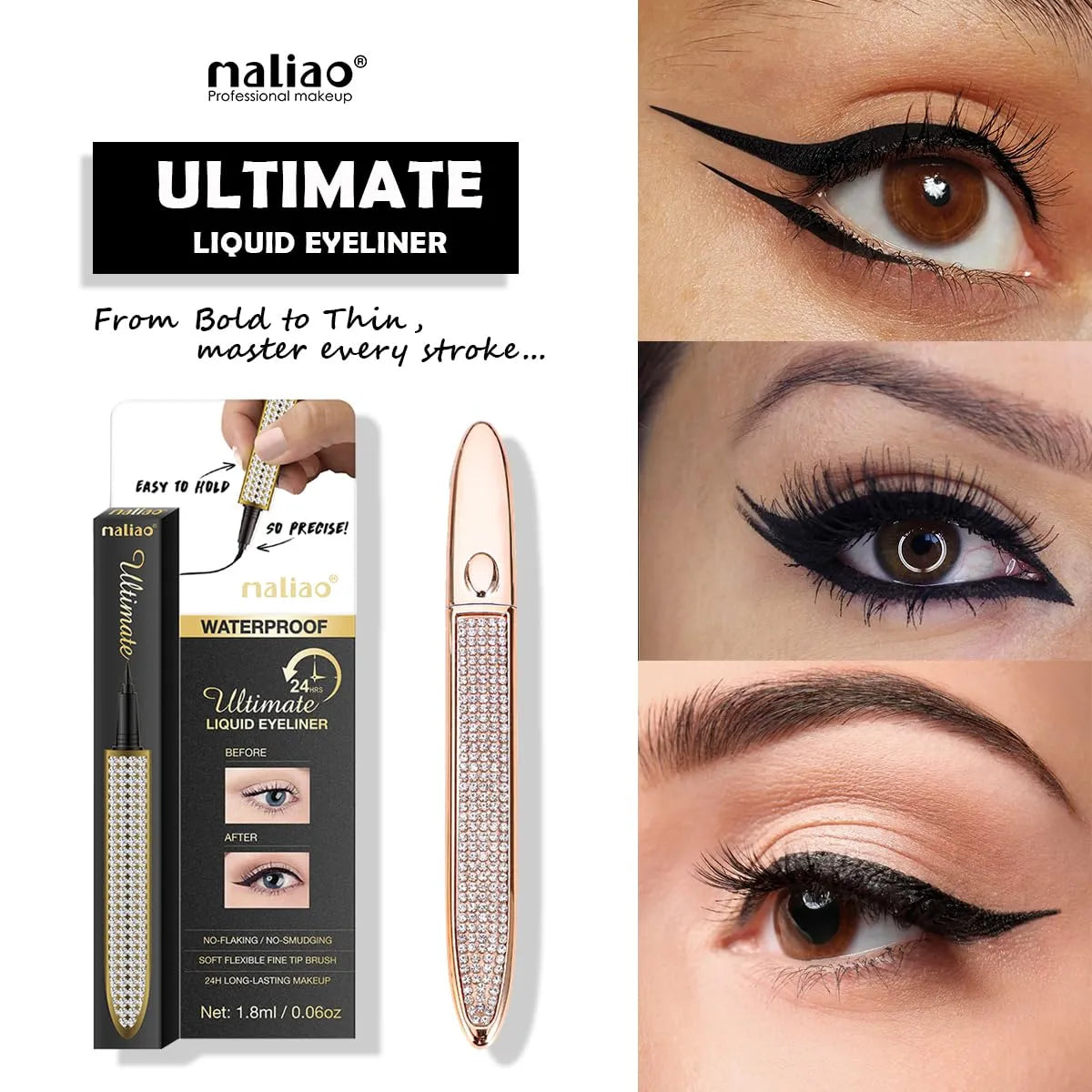 Maliao Ultimate Liquid Eyeliner - 24Hrs Long-Lasting, Waterproof, No Flaking, No Smudging - Buy Online in Pakistan at Cosmia.pk