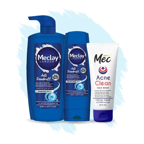 Meclay London Anti Dandruff Shampoo - 660ml With Conditioner - 180ml + Mec Acne Clean Face Wash Pair Box (Save Rupees 250) - Buy Online in Pakistan at Cosmia.pk