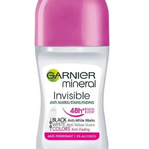 Garnier Mineral Ladies Roll On Invisible Black, White and Colours - 50ml - Buy Online in Pakistan at Cosmia.pk