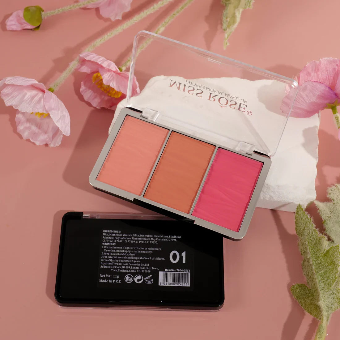Miss Rose Triple Glow Blush Palette - Buy Online in Pakistan at Cosmia.pk
