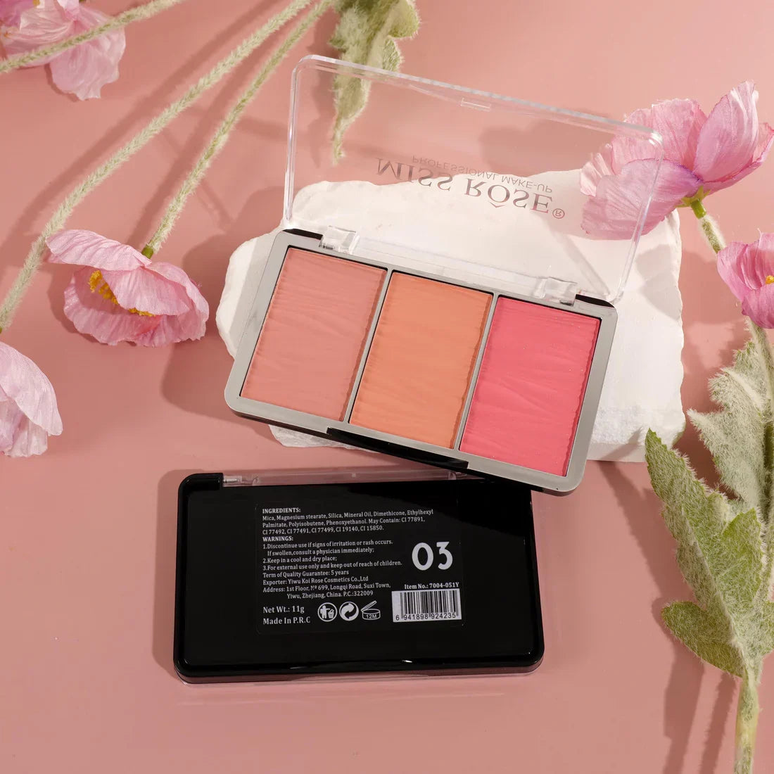 Miss Rose Triple Glow Blush Palette - Buy Online in Pakistan at Cosmia.pk