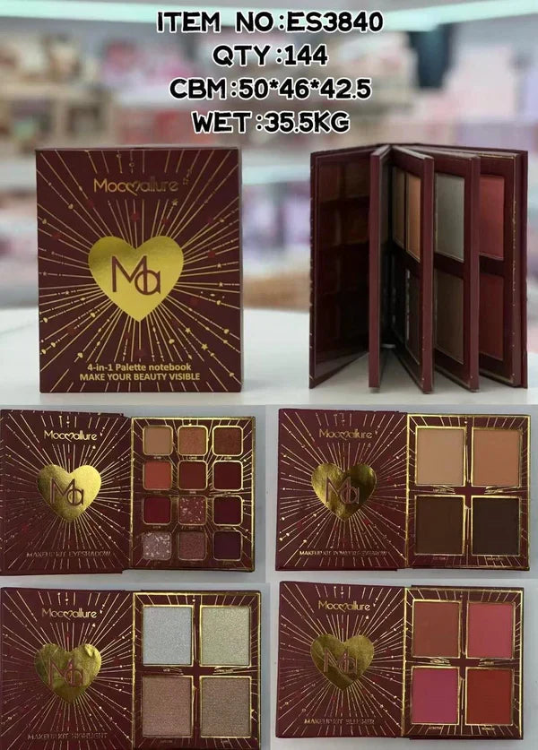 Mocallure 4 in 1 Red Mini beauty book palette - Buy Online in Pakistan at Cosmia.pk