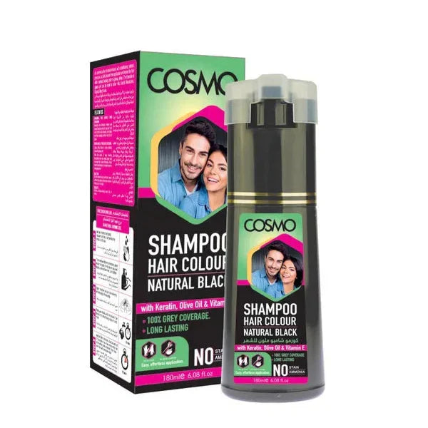 Natural Black Cosmo Hair Color Shampoo 180ML - Buy Online in Pakistan at Cosmia.pk