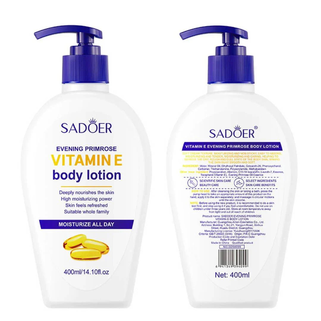 Sadoer Vitamin E Body Lotion Purified Moisturizing Glowing Refreshing 400ml - Buy Online in Pakistan at Cosmia.pk