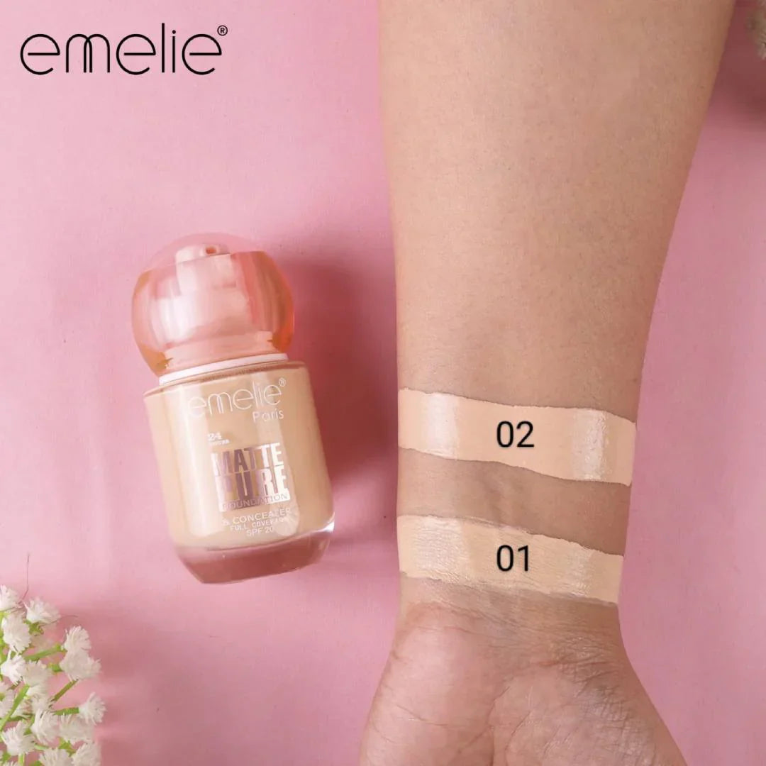 Emelie Matte Pure Foundation & Concealer – 30ml - Buy Online in Pakistan at Cosmia.pk