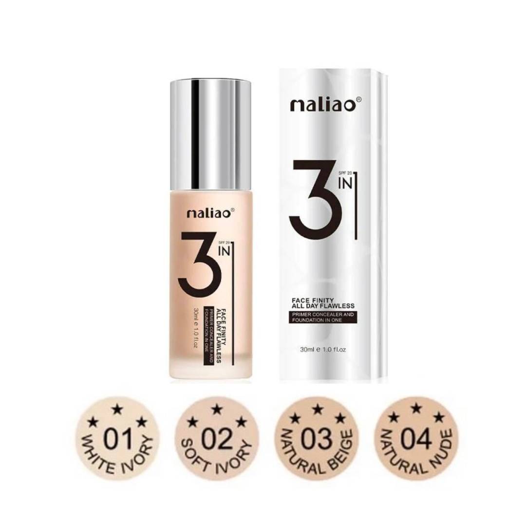 Maliao 3 in 1 Face Finity All Day Flawless Foundation 30ml SPF 20 - Buy Online in Pakistan at Cosmia.pk