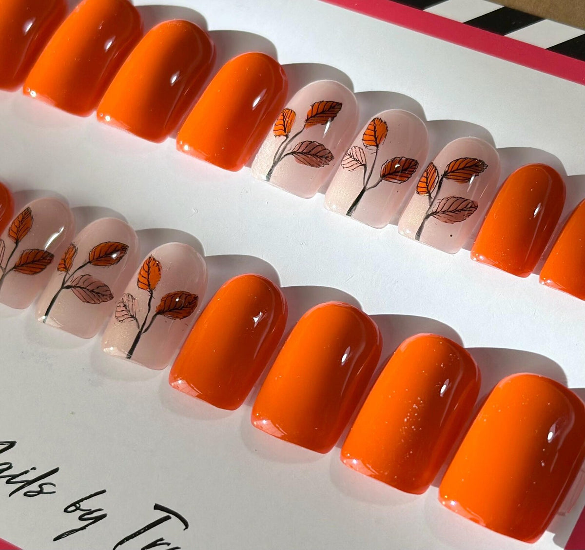 24 Pcs Press-On Nails Premium Quality - Orange - buy online in Pakistan