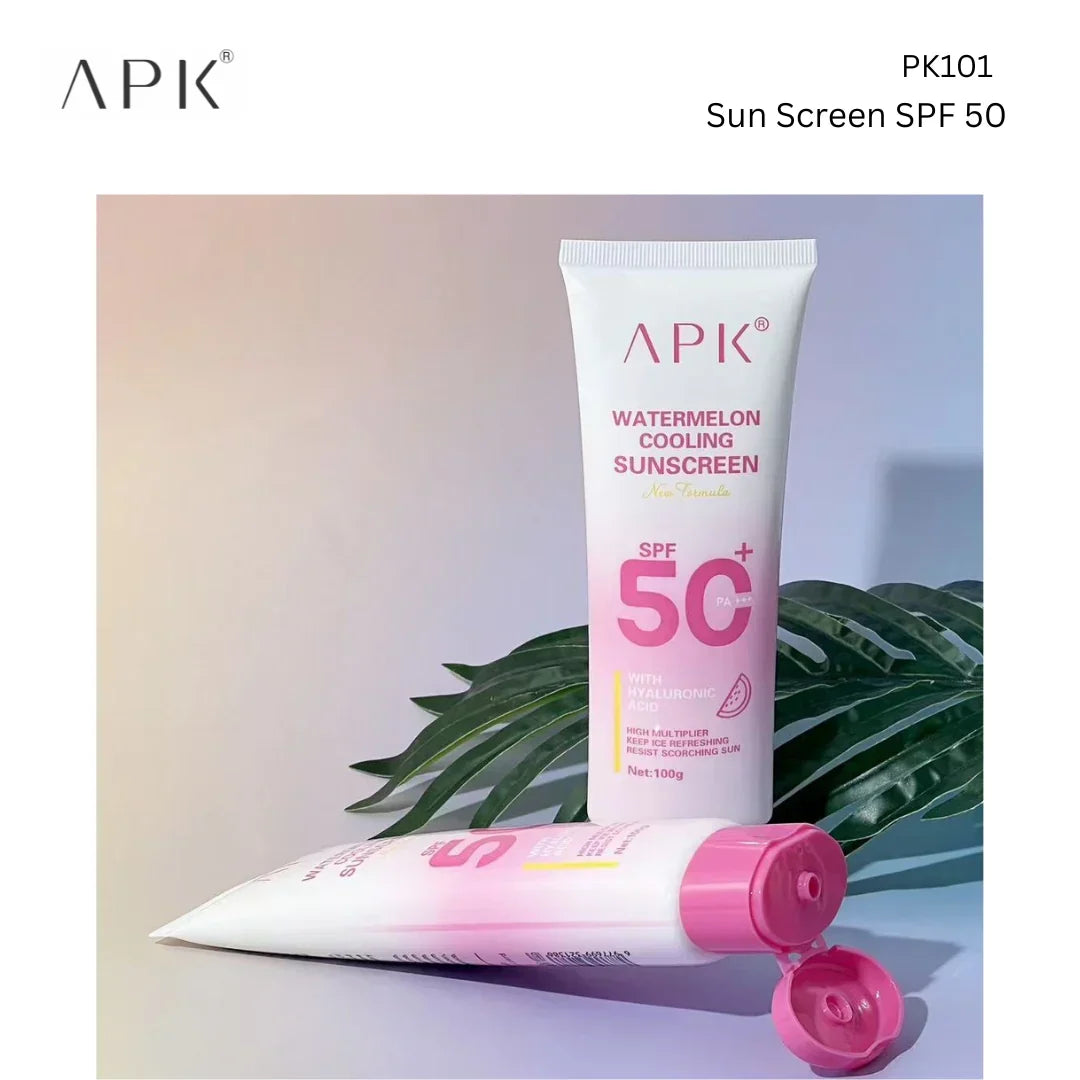APK Watermelon Cooling Sunscreen SPF 50+ – Hydrating & UV Protection – 100g - Buy Online in Pakistan at Cosmia.pk