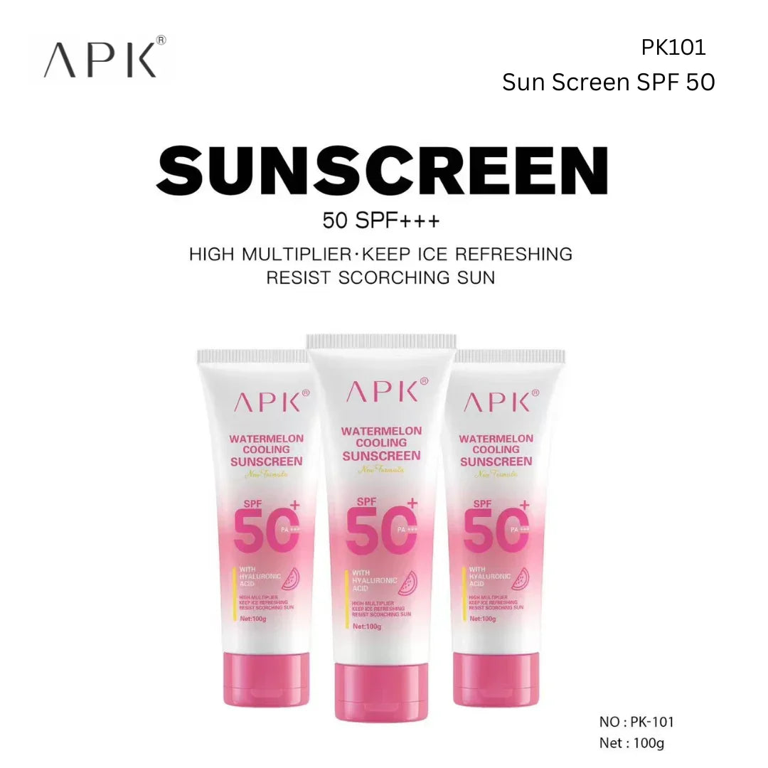 APK Watermelon Cooling Sunscreen SPF 50+ – Hydrating & UV Protection – 100g - Buy Online in Pakistan at Cosmia.pk
