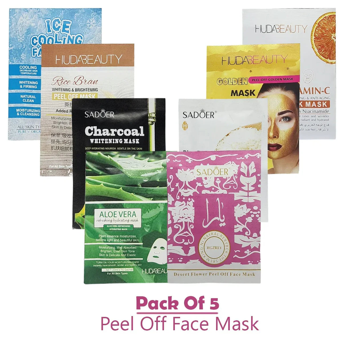 Pack of 5 Random Peel-Off Face Masks – Deep Cleansing & Glow Boosting - Buy Online in Pakistan at Cosmia.pk