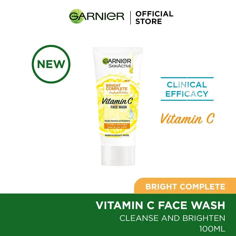 Garnier Bright Complete Vitamin C Face Wash - 100ml - Buy Online in Pakistan at Cosmia.pk
