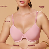 Seamless Padded Comfort Bra - Pink - buy online in Pakistan