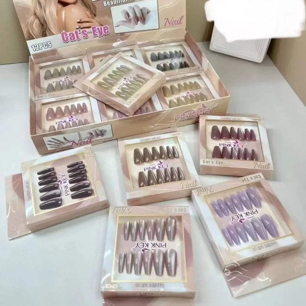 Pink Key "Cat's Eye" Press-on Fake Nails - Buy Online in Pakistan at Cosmia.pk