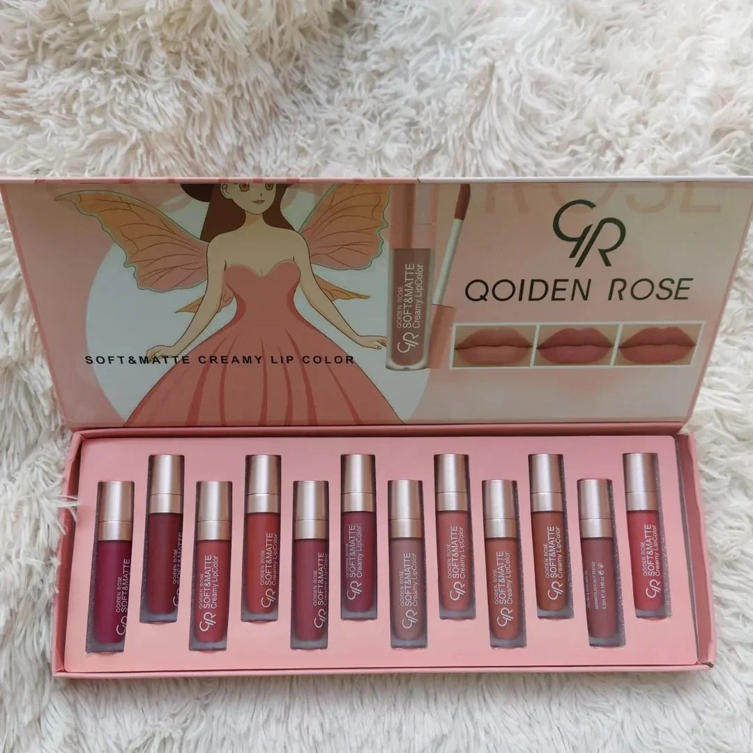 Qoiden Rose QR Soft And Matte Lipgloss - 12 Pcs - Buy Online in Pakistan at Cosmia.pk