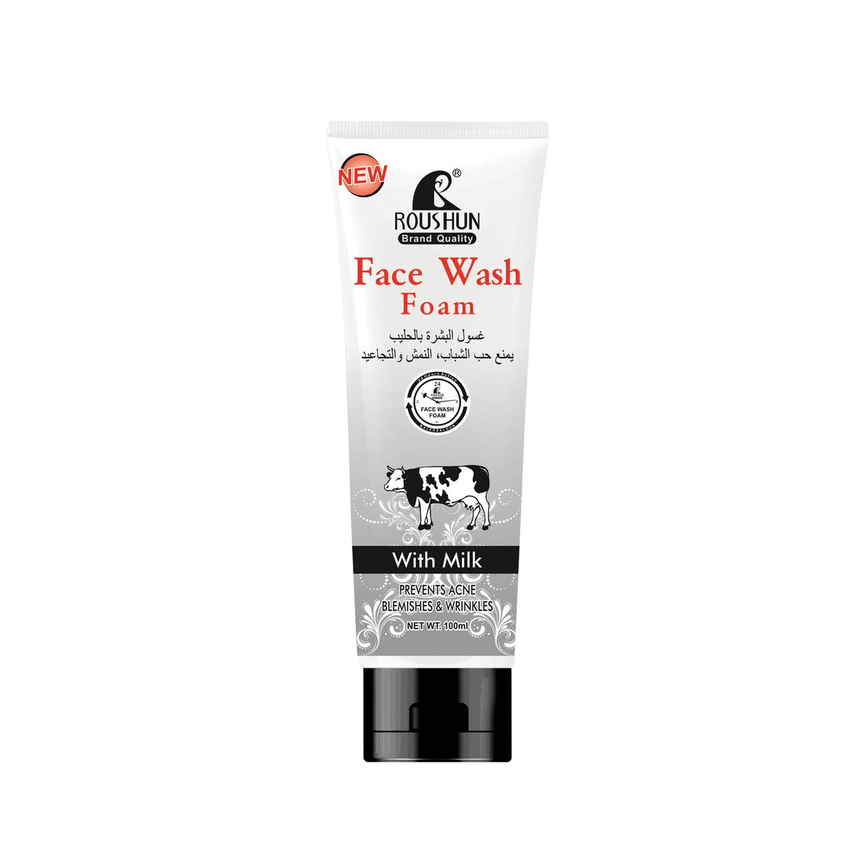 Roushun Face Wash Foam with Milk Extract Antiseptic Prevents Plmples - Buy Online in Pakistan at Cosmia.pk