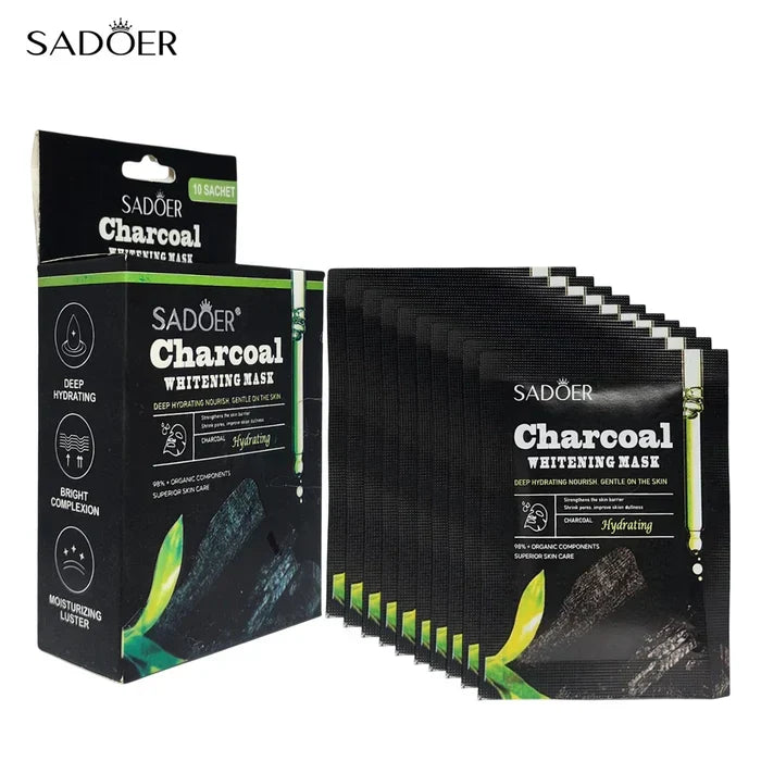 Sadoer Charcoal Whitening Face Mask – Pack of 10 - Buy Online in Pakistan at Cosmia.pk