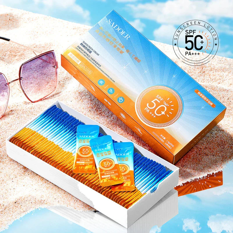 Sadoer SPF50 Sunscreen Cream Pack Of 50 Sachet In Box - Buy Online in Pakistan at Cosmia.pk