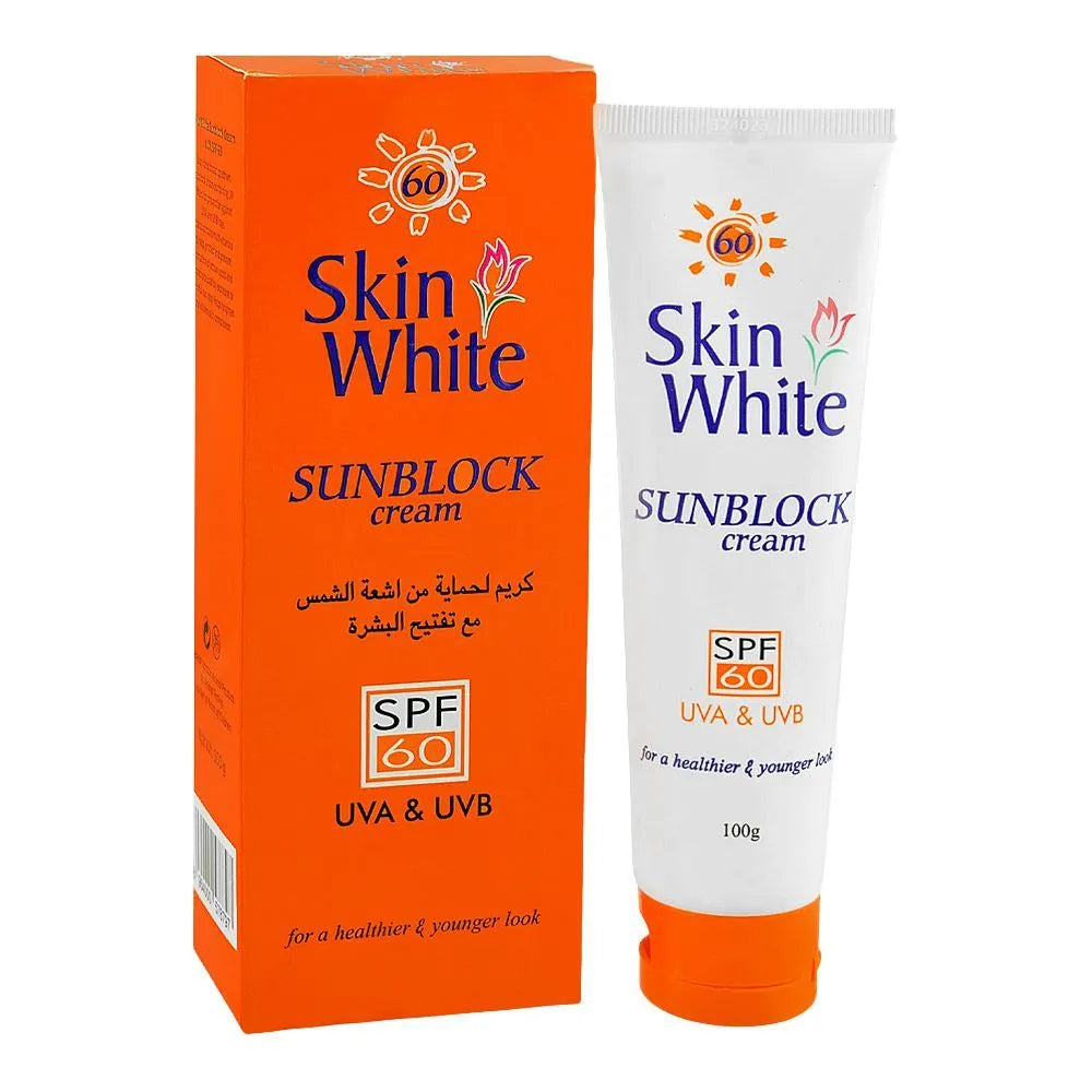 Skin White SPF60 Sunblock Cream, UVA & UVB Protection, 100g - Buy Online in Pakistan at Cosmia.pk