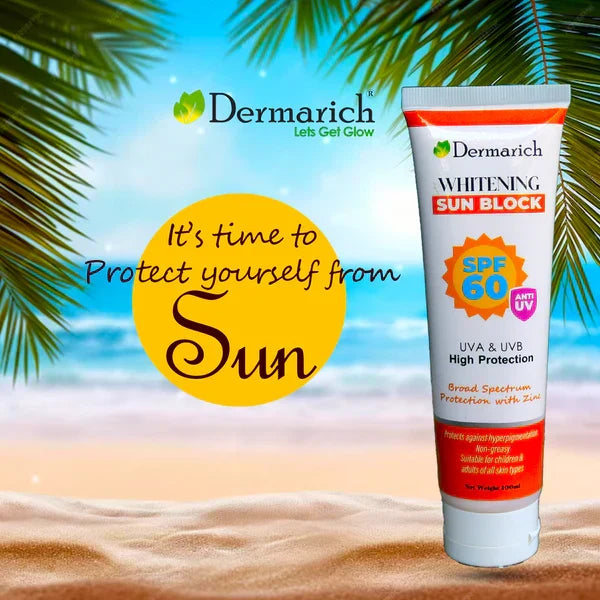Dermarich SPF-60 Whitening Sun Block 100ml - Buy Online in Pakistan at Cosmia.pk