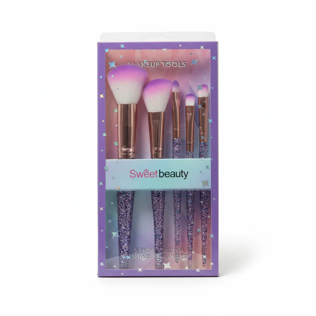 Sweet Beauty Glitter Makeup Brushes - 5 Pcs - Buy Online in Pakistan at Cosmia.pk