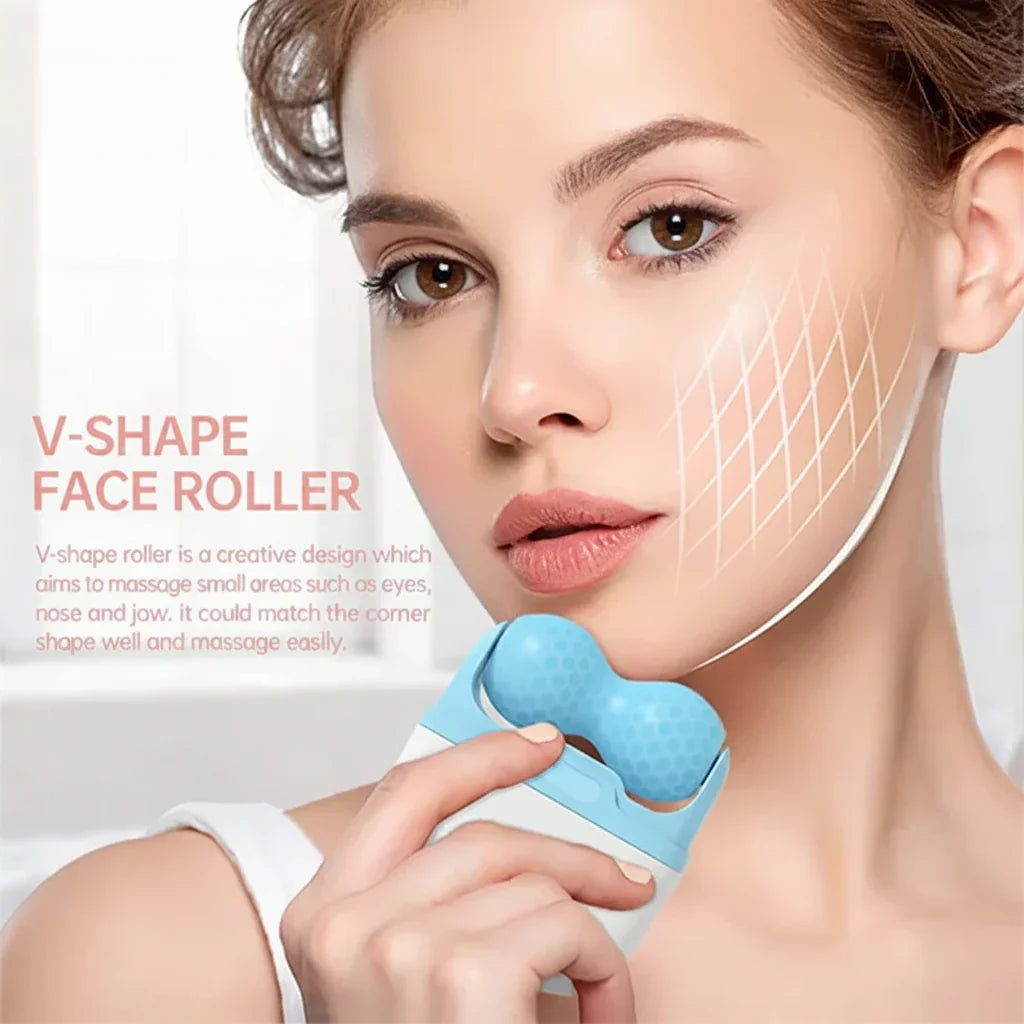 2-in-1 W+V Shaped Face Roller & Cool Ice Body Massager - Buy Online in Pakistan at Cosmia.pk