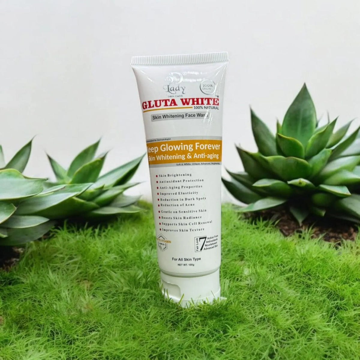 Gluta White 100% Natural Skin Whitening & Anti-Aging Facewash 100G - Buy Online in Pakistan at Cosmia.pk