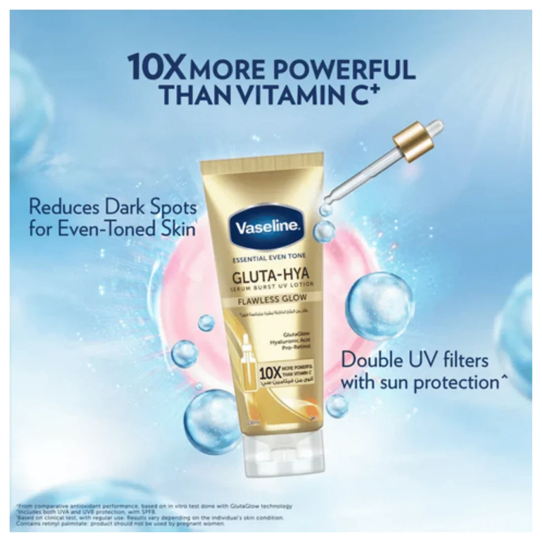 Vaseline Essential Even Tone Flawless Glow Gluta-Hya Serum Burst Lotion - Made in Thailand - Buy Online in Pakistan at Cosmia.pk