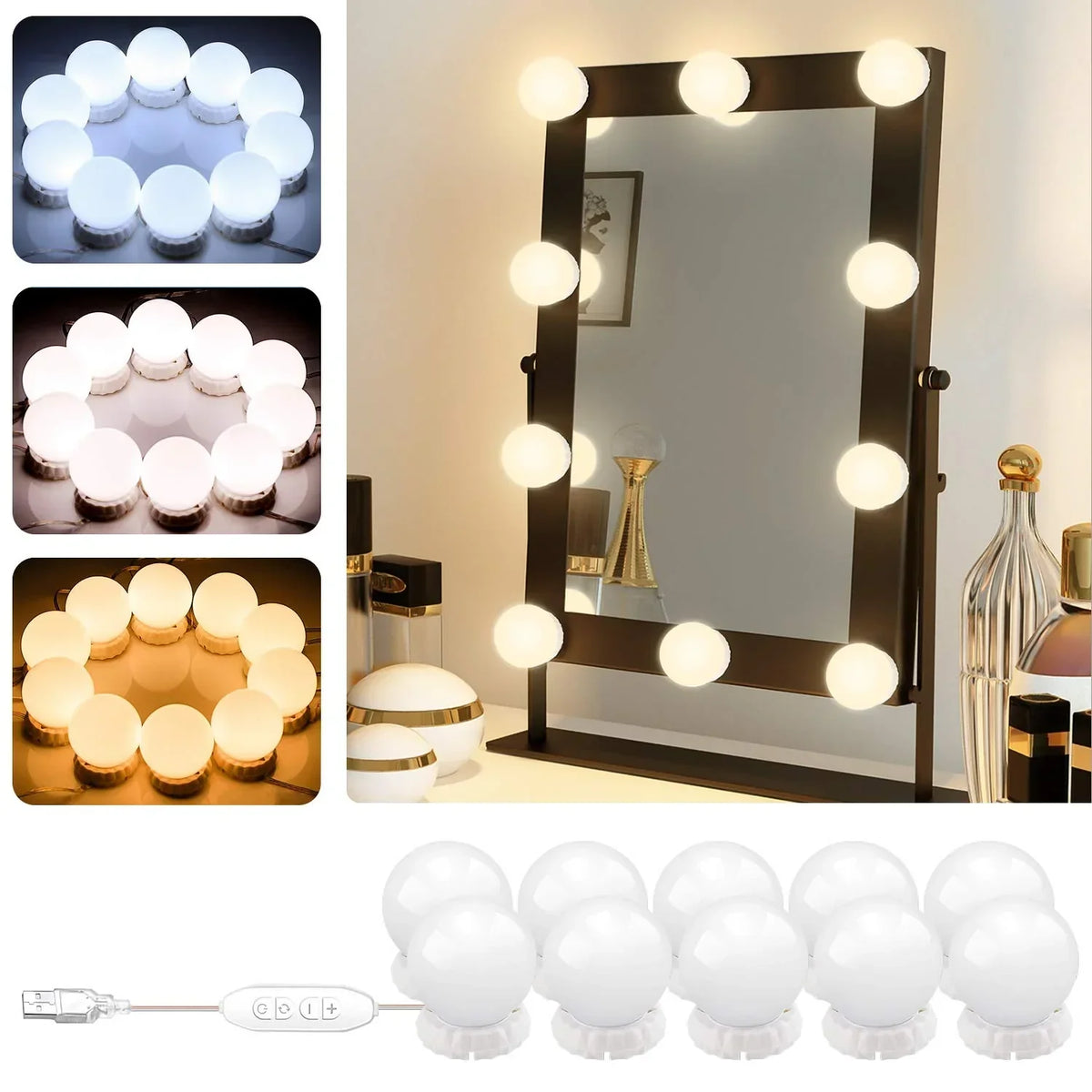 Vanity Light LED Bulbs for Makeup Mirror Stand | 10 Bulbs with 3 - Buy Online in Pakistan at Cosmia.pk