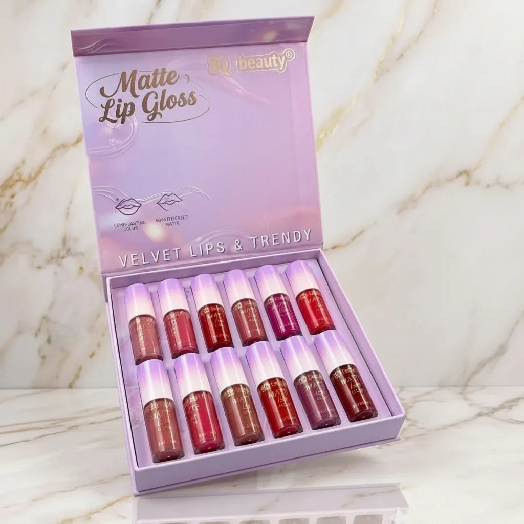 3Q Beauty Matte Lip Gloss - Velvet & Trendy - Pack of 12 - Buy Online in Pakistan at Cosmia.pk