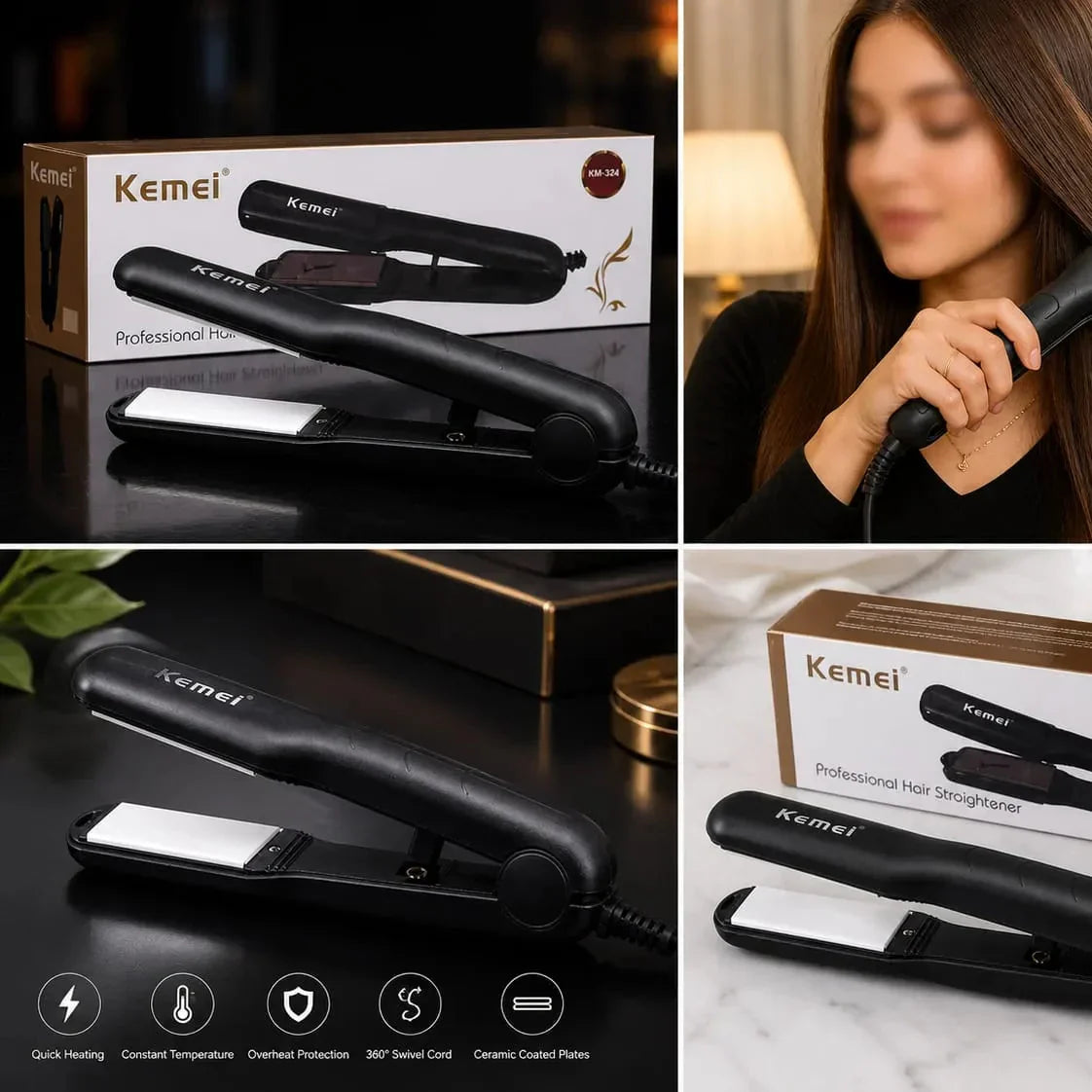 Kemei KM-324 Professional Hair Straightener - Buy Online in Pakistan at Cosmia.pk