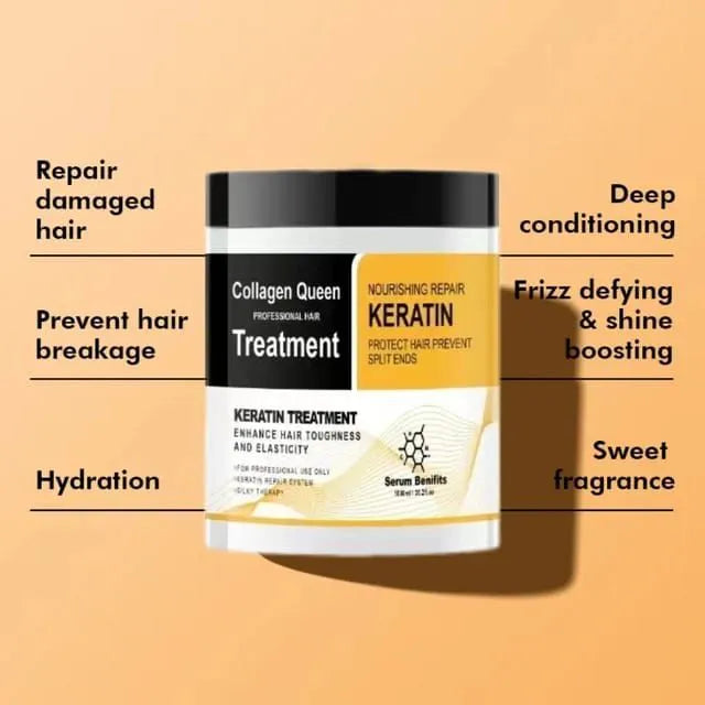 Original Collagen Queen Keratin Hair Treatment Mask Yellow - 500ml - Buy Online in Pakistan at Cosmia.pk