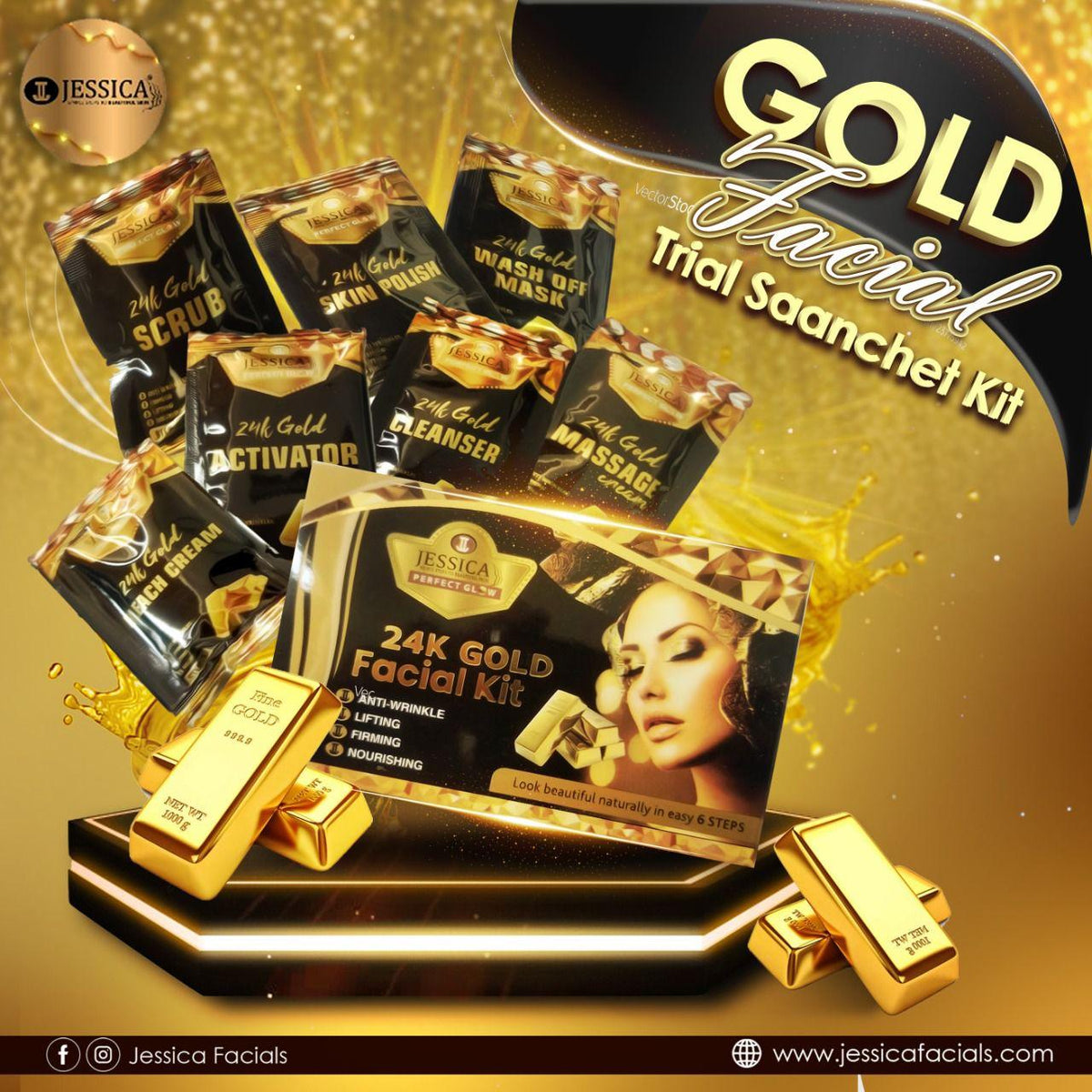 Jessica Gold Facial Trial Kit - Buy Online in Pakistan at Cosmia.pk