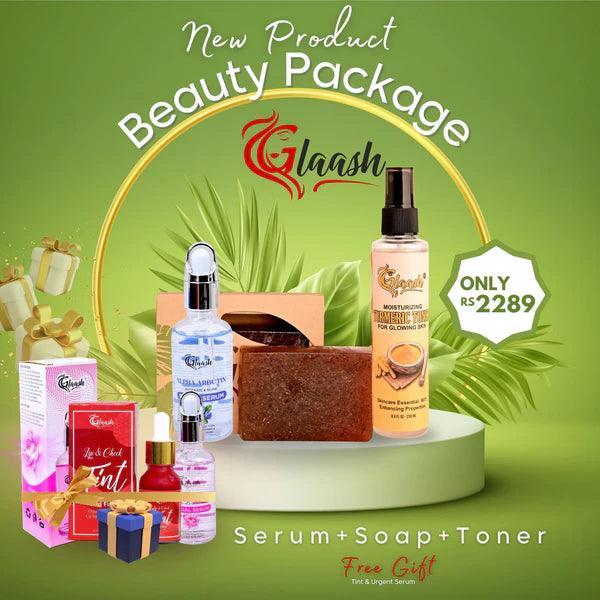 Glaash Pack of 03 Serum + Soap + Toner With Free Gift Red Fire Tint Niacinamide Facial Serum - Buy Online in Pakistan at Cosmia.pk