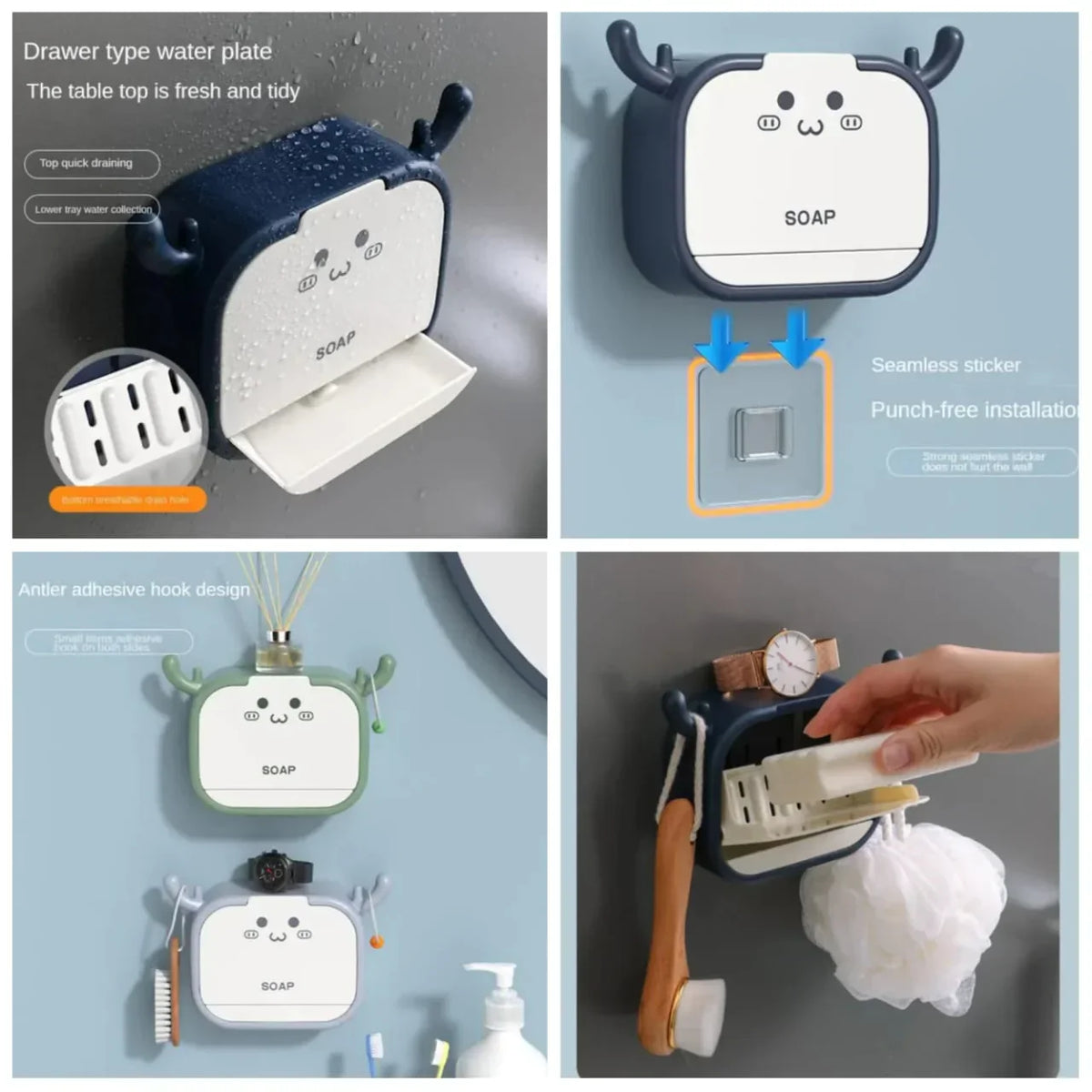 Cartoon Wall Mounted Soap Holder with Drain Drawer - Buy Online in Pakistan at Cosmia.pk