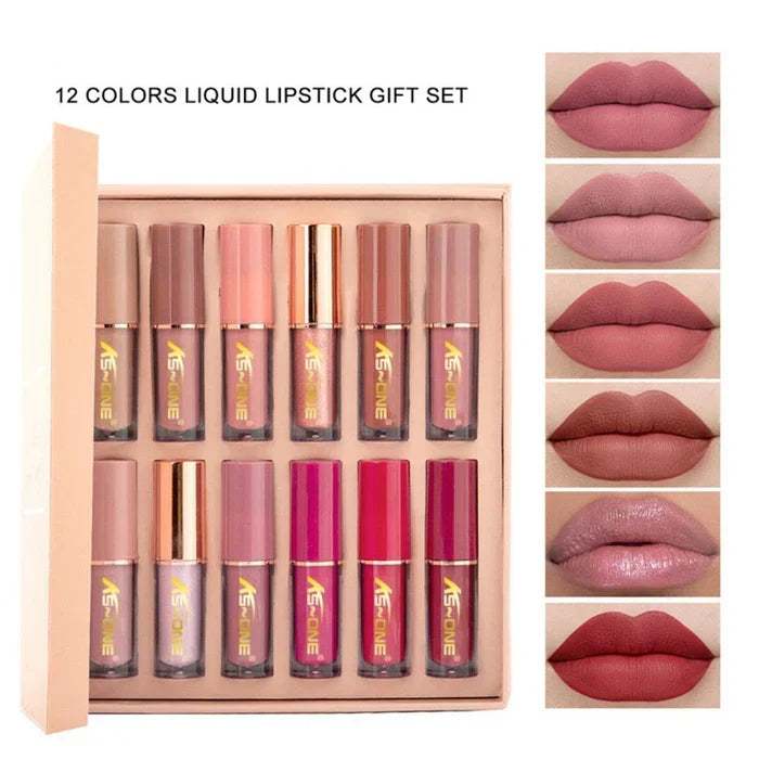 KS-ONE 12 Colors Matte Liquid Lipstick & Lip Gloss Set 2.5ml*12pcs - Buy Online in Pakistan at Cosmia.pk