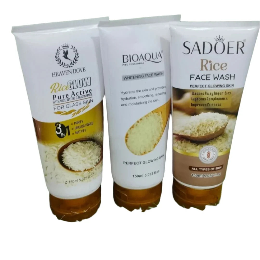 Heaven Dove, Bioaqua & Sadoer Rice Face Wash Trio - 150ml Each - Buy Online in Pakistan at Cosmia.pk