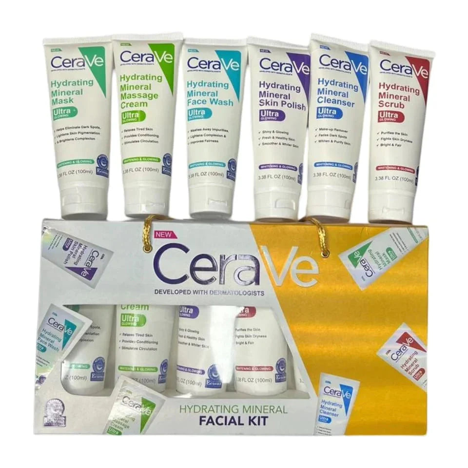 Cerave Hydrating Mineral Facial Kit 6 in 1 Complete Skincare Set - 100ml Each - Buy Online in Pakistan at Cosmia.pk