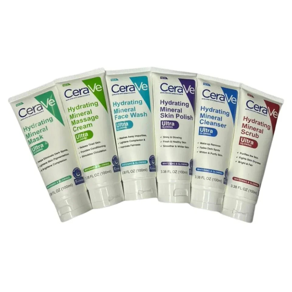 Cerave Hydrating Mineral Facial Kit 6 in 1 Complete Skincare Set - 100ml Each - Buy Online in Pakistan at Cosmia.pk
