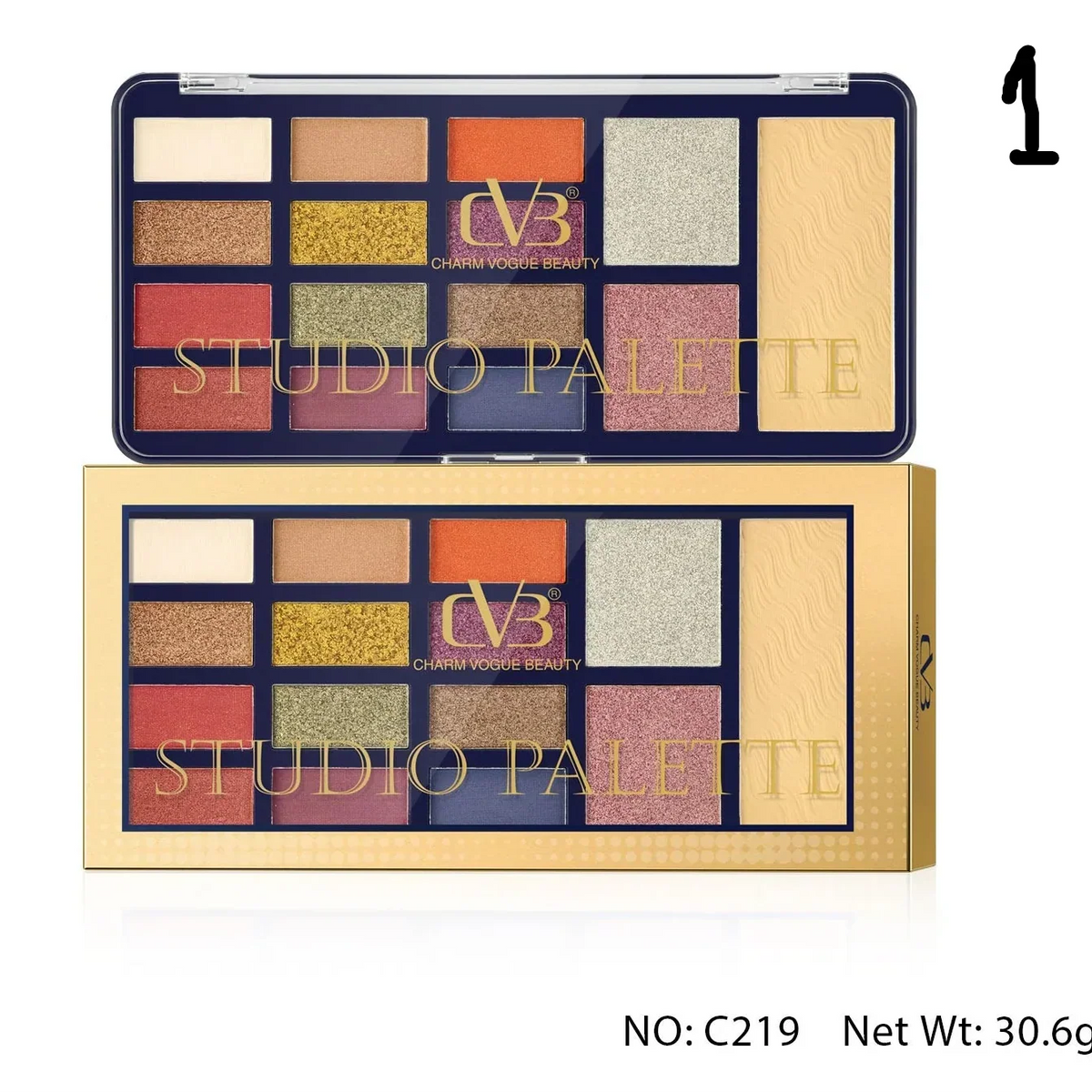 Cvb Studio Palette 12 Eye Shadow 1 Blush 1 Highlight 1 Compact Powder C219 - Buy Online in Pakistan at Cosmia.pk