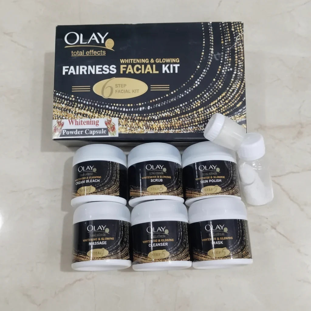 Olay Witening & Glowing 6 Step Facial Kit With Bleach - Buy Online in Pakistan at Cosmia.pk