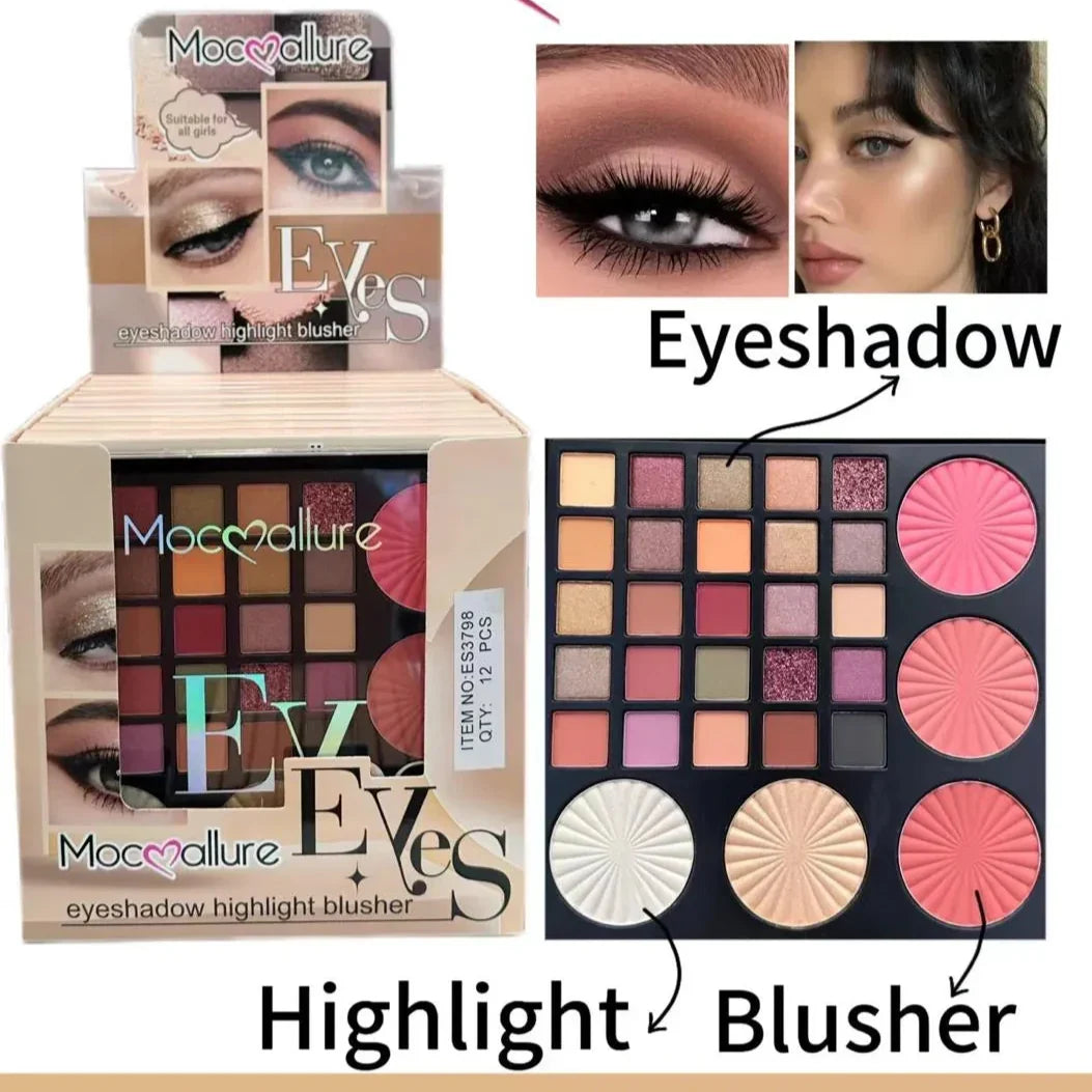 Mocallure 3-in-1 Makeup Book Palette (highlighter, blush, eyeshadow) - Buy Online in Pakistan at Cosmia.pk