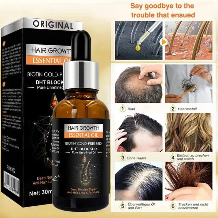 Hair Growth Essential Oil – Biotin Cold-Pressed DHT Blocker – 30ml - Buy Online in Pakistan at Cosmia.pk