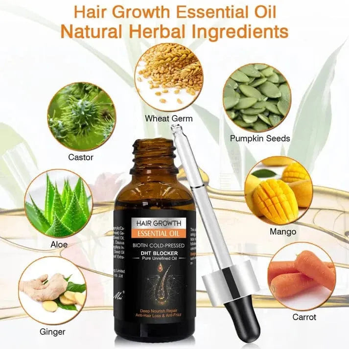 Hair Growth Essential Oil – Biotin Cold-Pressed DHT Blocker – 30ml - Buy Online in Pakistan at Cosmia.pk