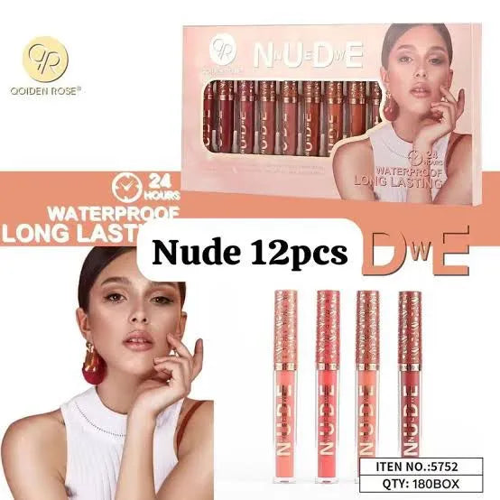 Qoiden Rose Nude Matte Lipgloss – 12 Pcs Tray - Buy Online in Pakistan at Cosmia.pk