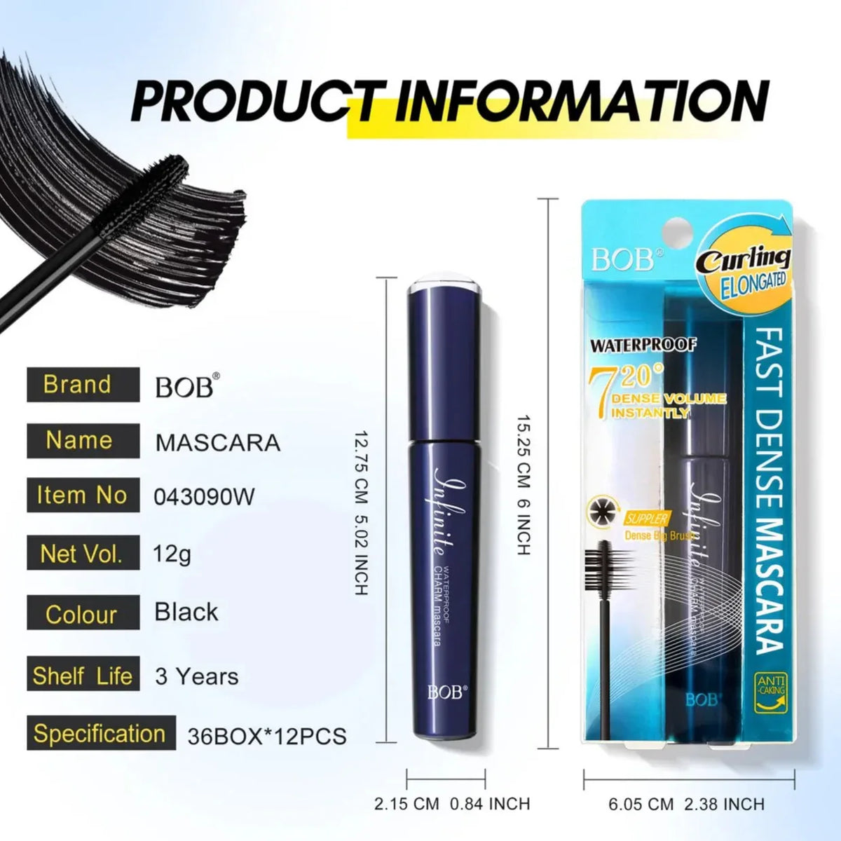 BOB Fast Dense Mascara – Thick Black Curling, Volumizing & Waterproof - Buy Online in Pakistan at Cosmia.pk