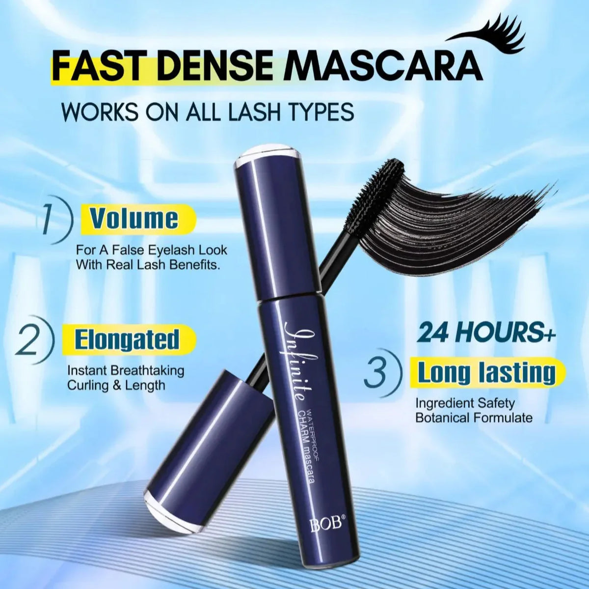 BOB Fast Dense Mascara – Thick Black Curling, Volumizing & Waterproof - Buy Online in Pakistan at Cosmia.pk