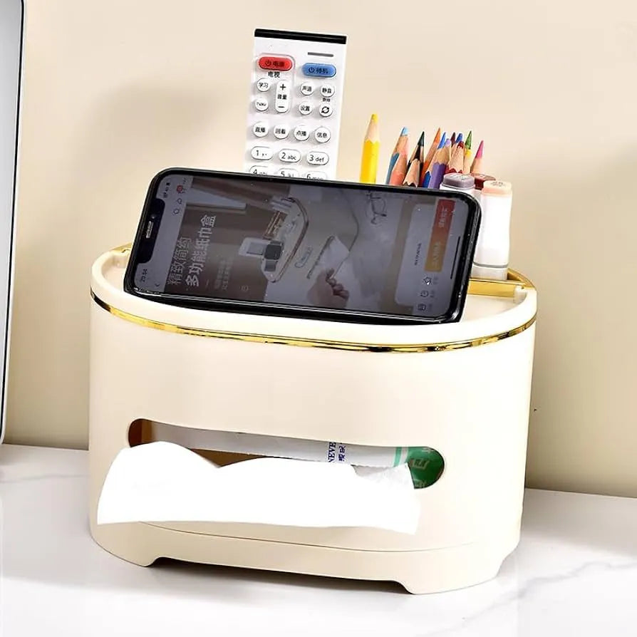 Multifunctional ABS Tissue Box with Storage – Sleek Organizer - Buy Online in Pakistan at Cosmia.pk
